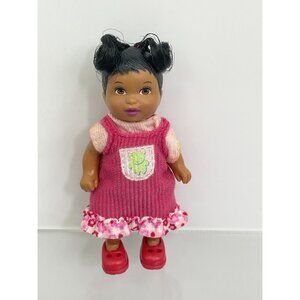 Mattel Happy Family African American Toddler Barbie Doll With Pink Dress Red Sho
